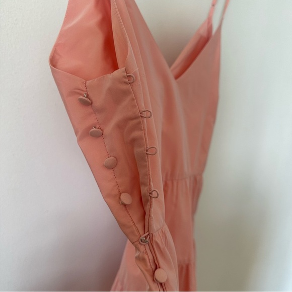 Maje Romeo TrapezeTiered Taffeta Sleeveless Midi Dress In Rose Pale Size EU 38/M - Picture 12 of 15